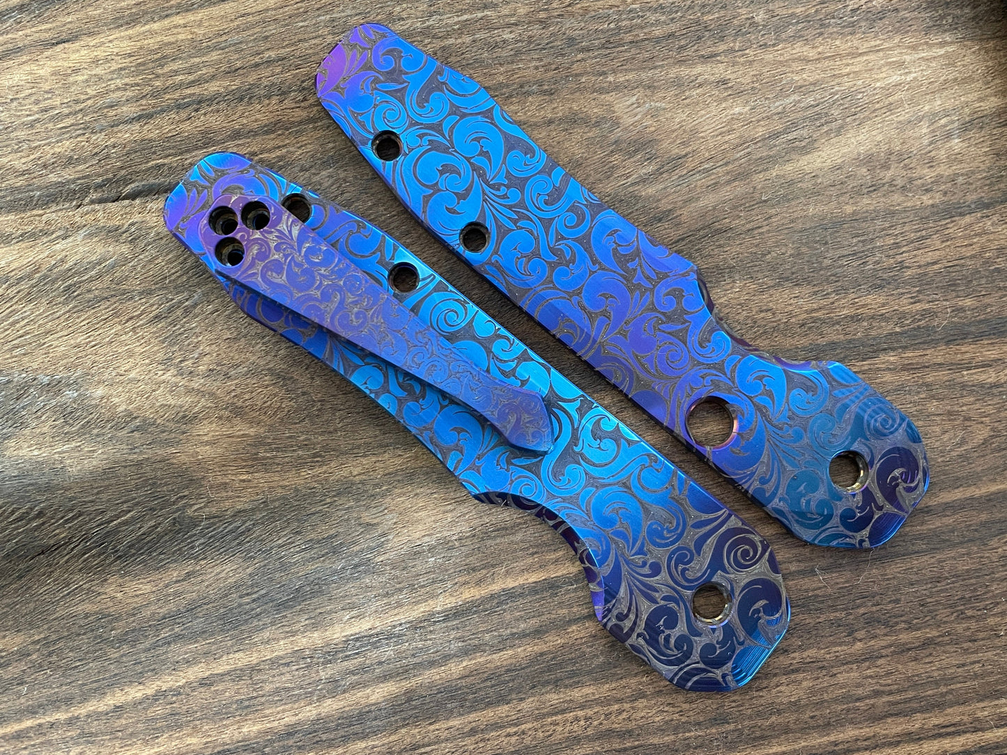 Flamed VICTORIA Titanium Scales for Spyderco SMOCK