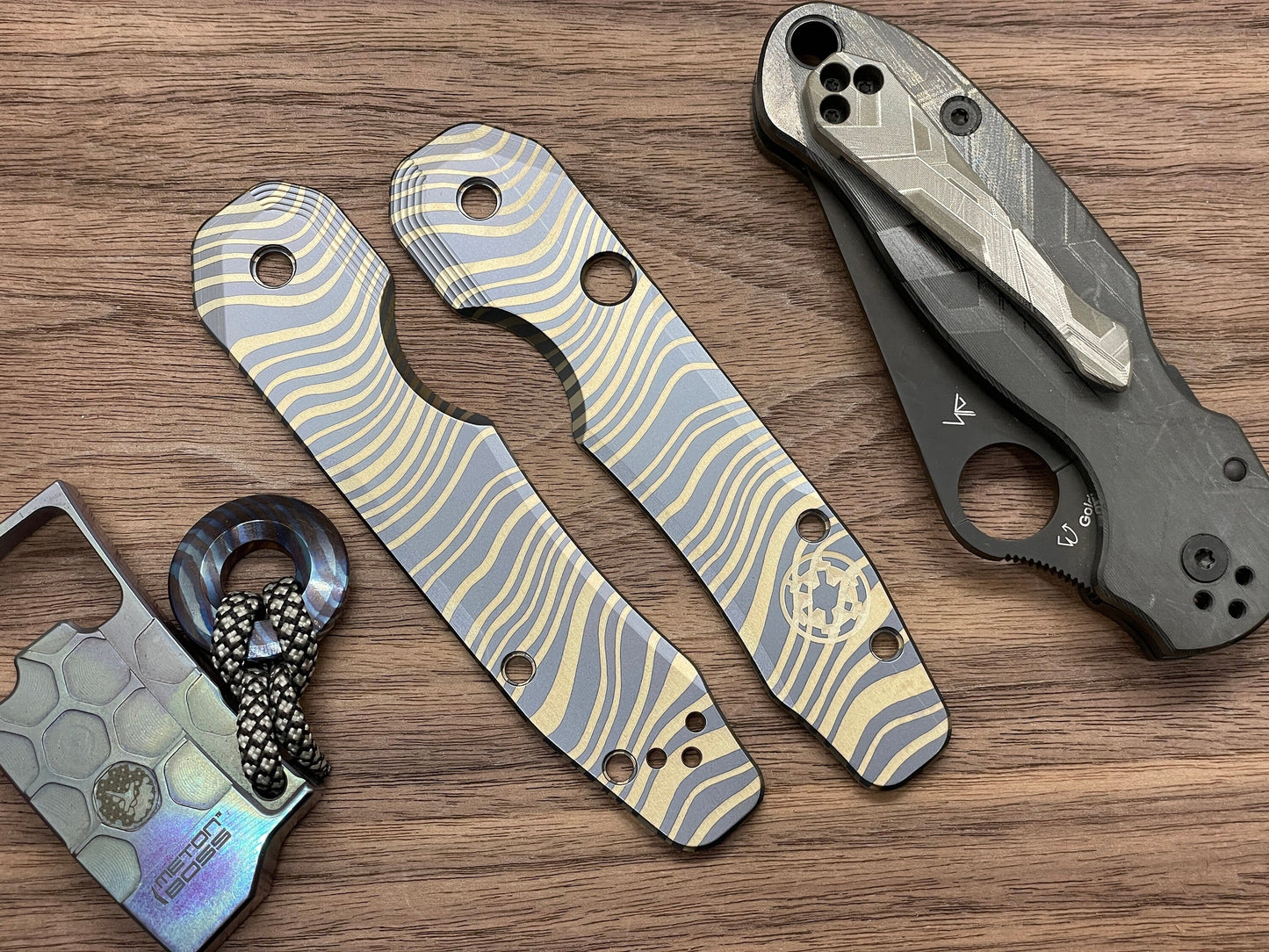 Black BESKAR Mandalorian Titanium Scales for Spyderco SMOCK