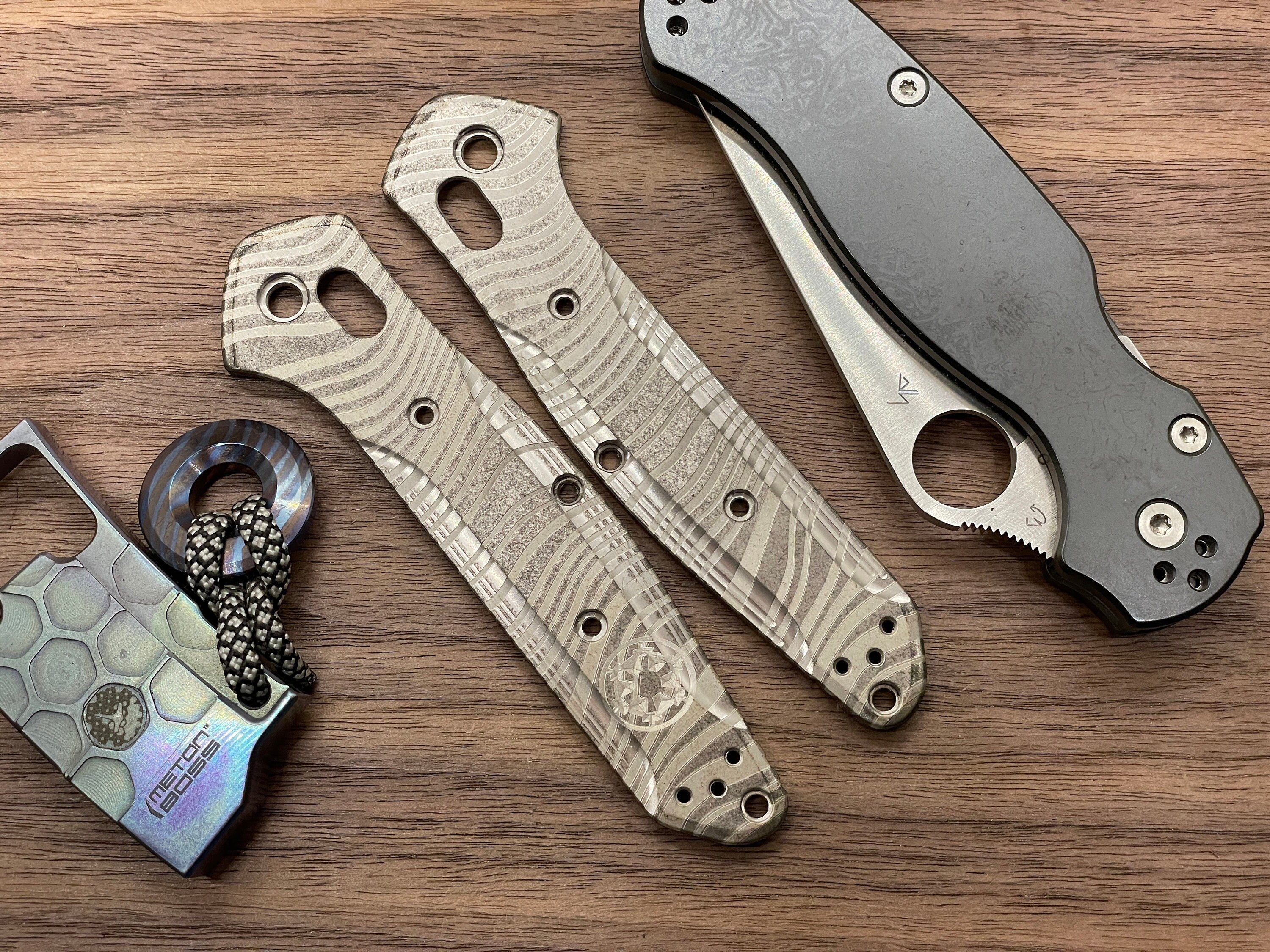 BESKAR Mandalorian engraved Brass Knife Scales for Benchmade online 940 Osborne Folding Knife scales Pocket knife EDC MetonBoss Every Day Carry