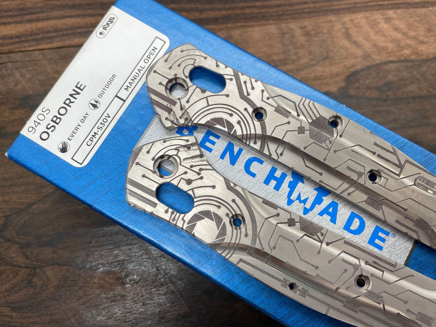 CIRCUIT BOARD engraved Titanium Scales for Benchmade 940 Osborne