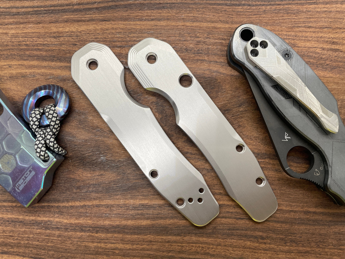 Brushed Titanium Scales for Spyderco SMOCK