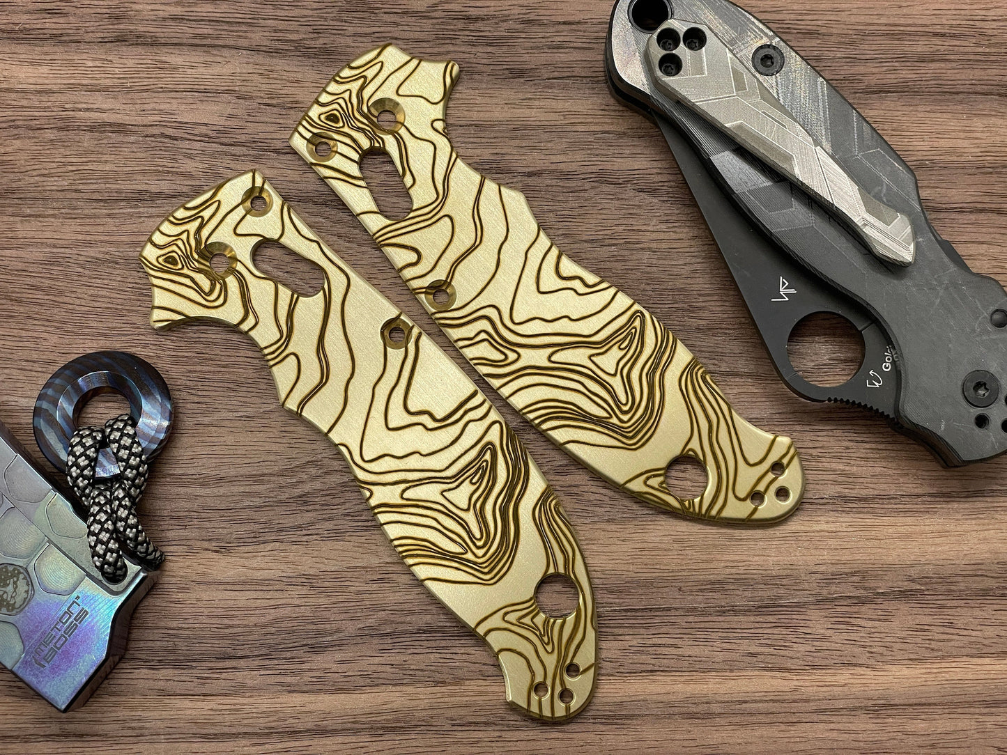 TOPO engraved Brass scales for Spyderco MANIX 2