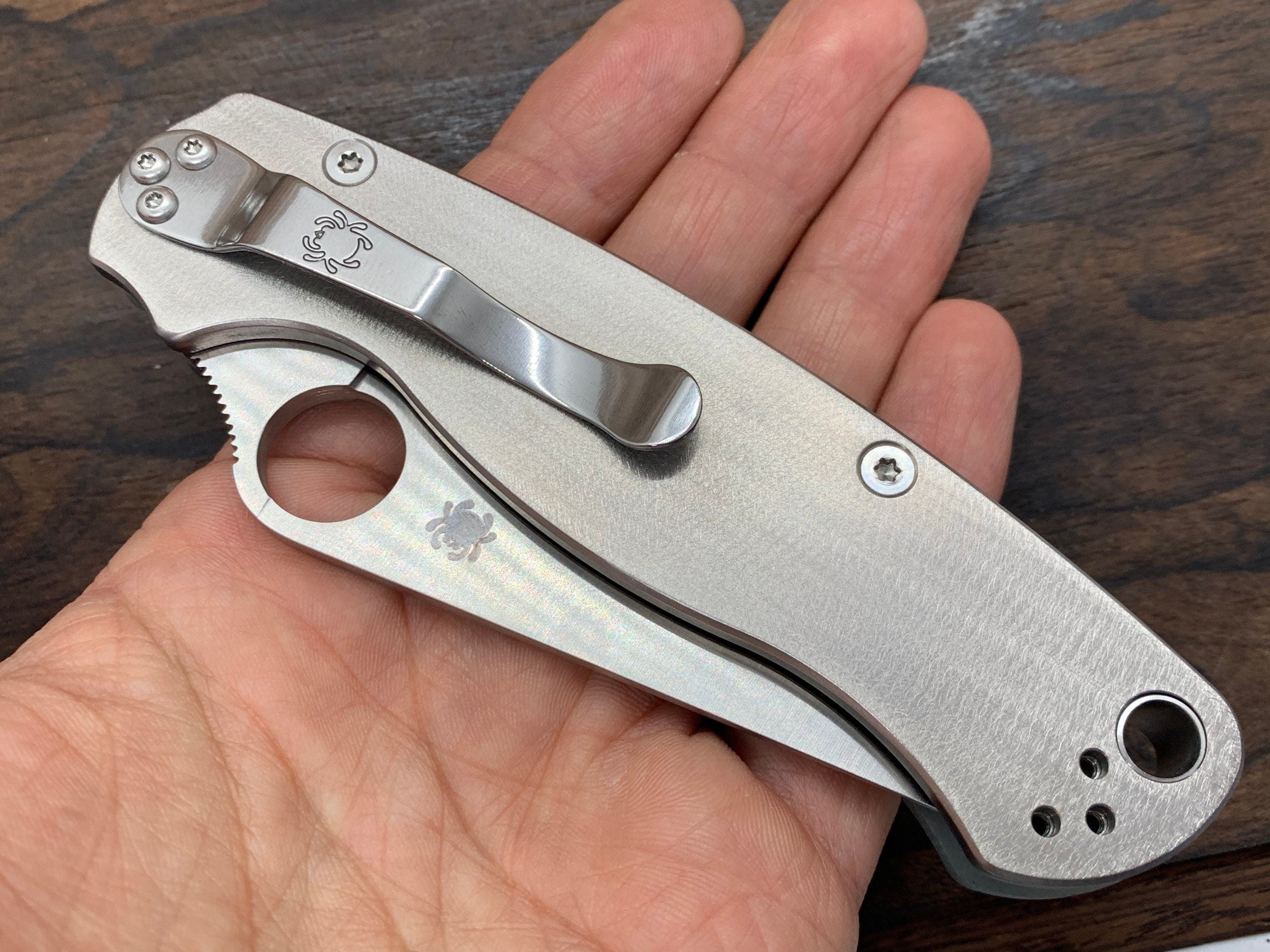 Proprietary Deep Brushed Brass Knife Scales for PM2 Spyderco Para Military 2 Folding Knife sale scales Pocket knife MetonBoss Every Day Carry