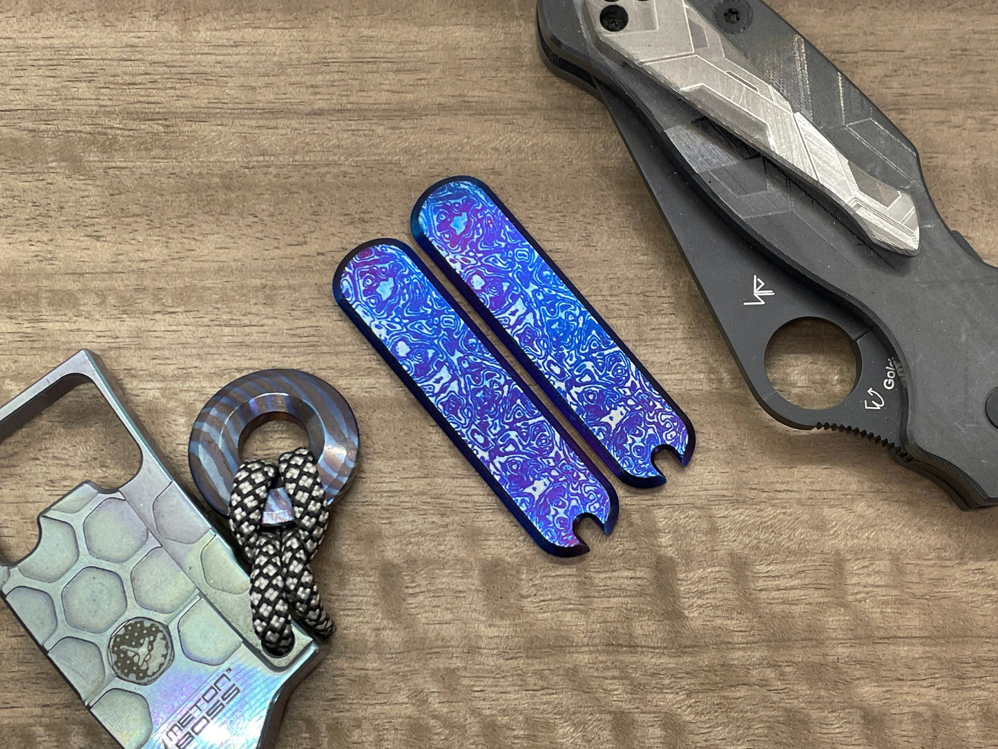 ALIEN Heat ano engraved 58mm Titanium Scales for Swiss Army SAK