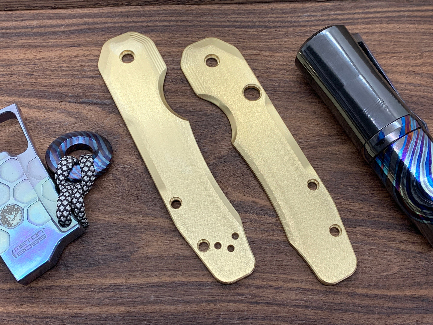 Deep BRUSHED Brass Scales for Spyderco SMOCK
