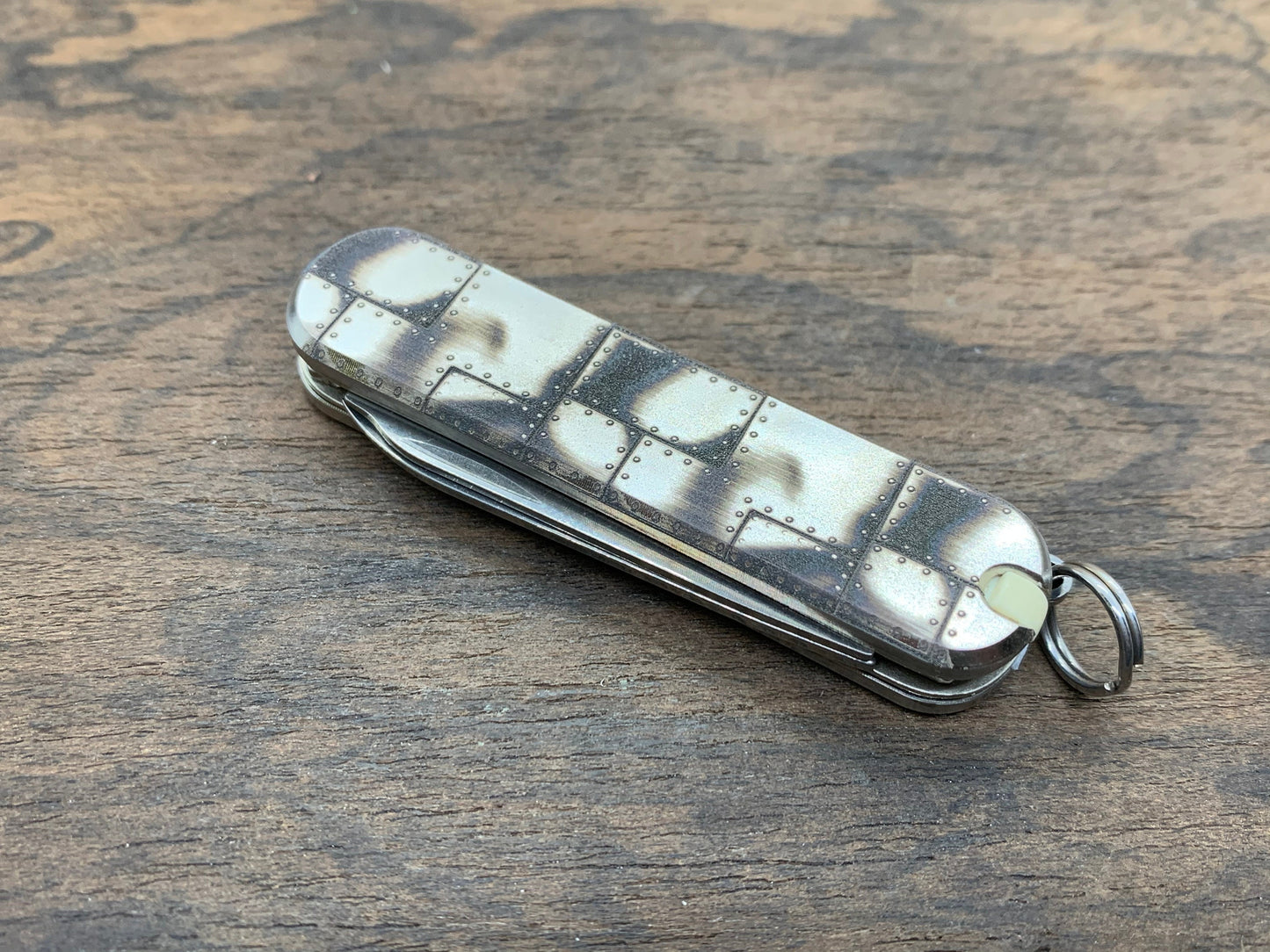 RIVETED AIRPLANE 58mm Titanium Scales for Swiss Army SAK
