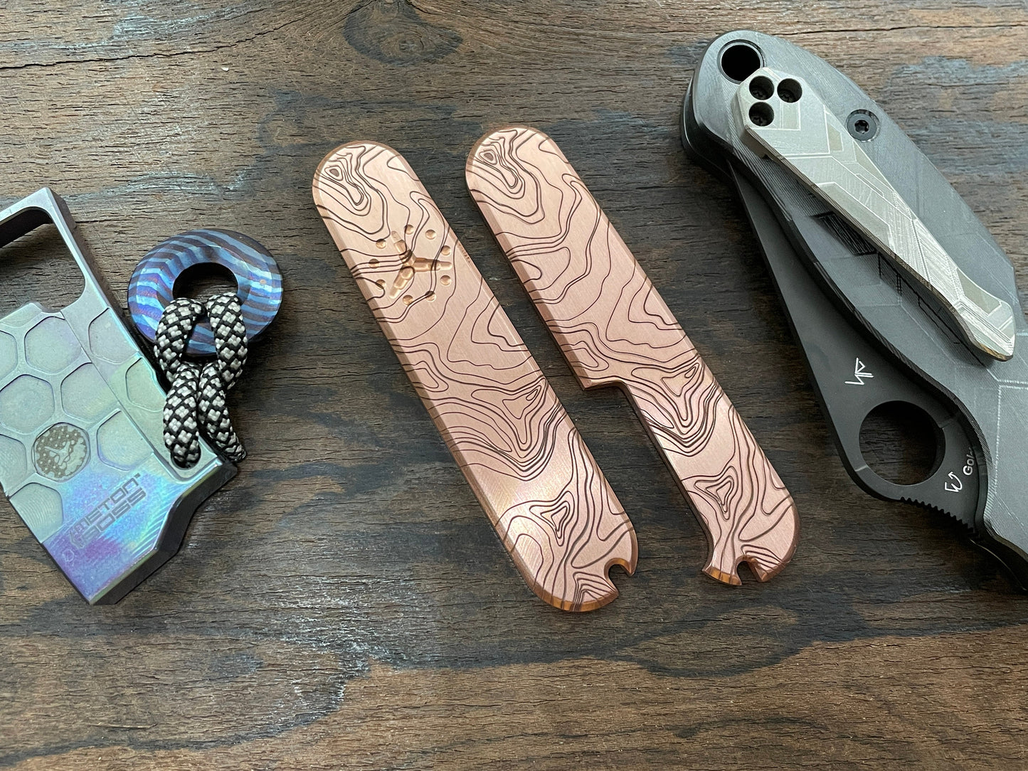 TOPO engraved 91mm Copper Scales for Swiss Army SAK