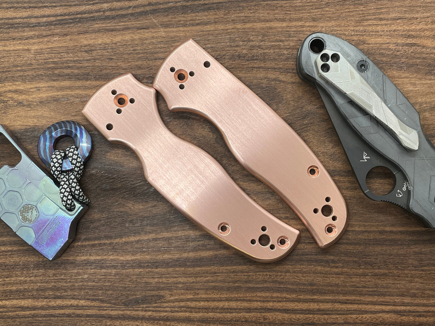 Brushed Copper Scales for SHAMAN Spyderco