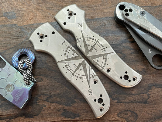 COMPASS engraved Titanium Scales for SHAMAN Spyderco