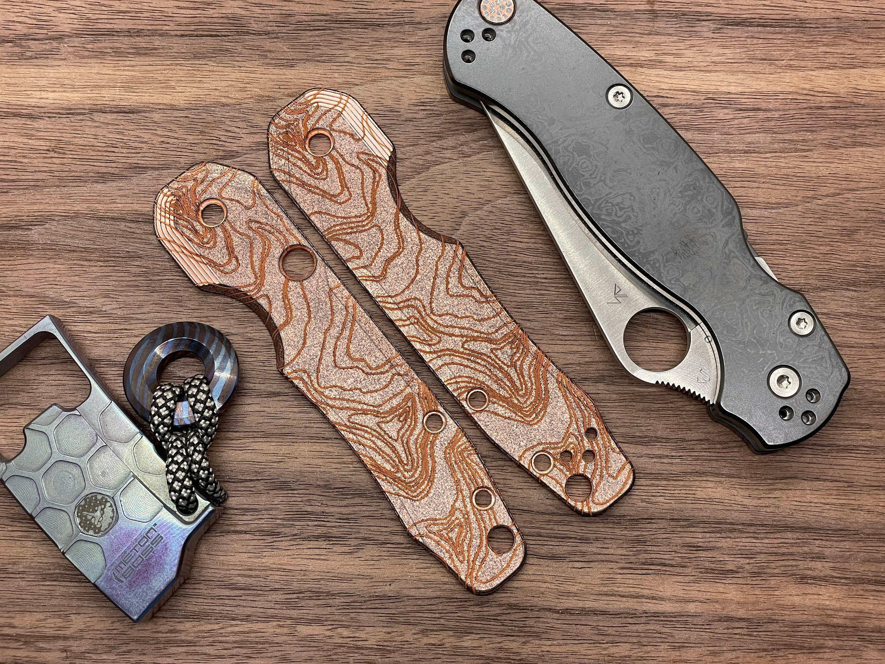 Deep BRUSHED Copper SMOCK Knife Scales Spyderco Smock scales Folding Knife scales Pocket knife EDC gear MetonBoss Every Day Carry on sale Birthday