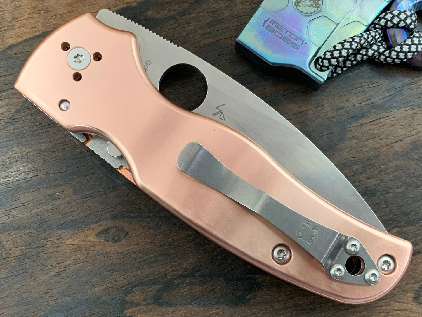 Brushed Copper Scales for SHAMAN Spyderco