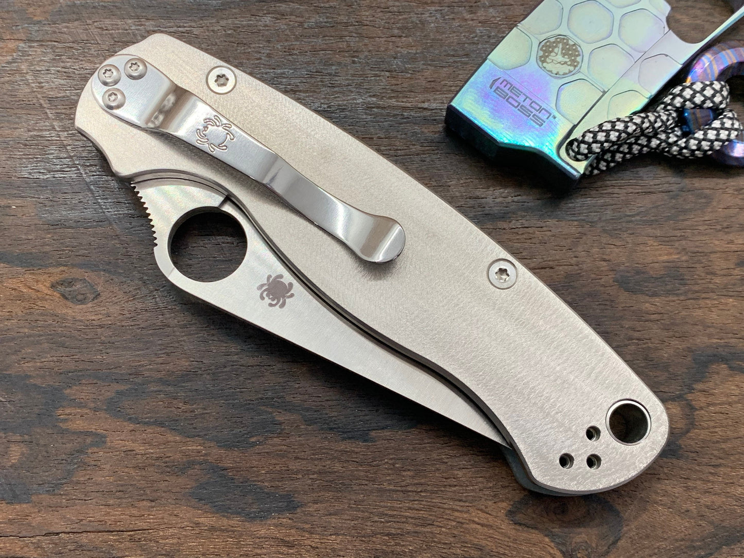 Proprietary Deep Brushed Titanium Scales for Spyderco Paramilitary 2 PM2