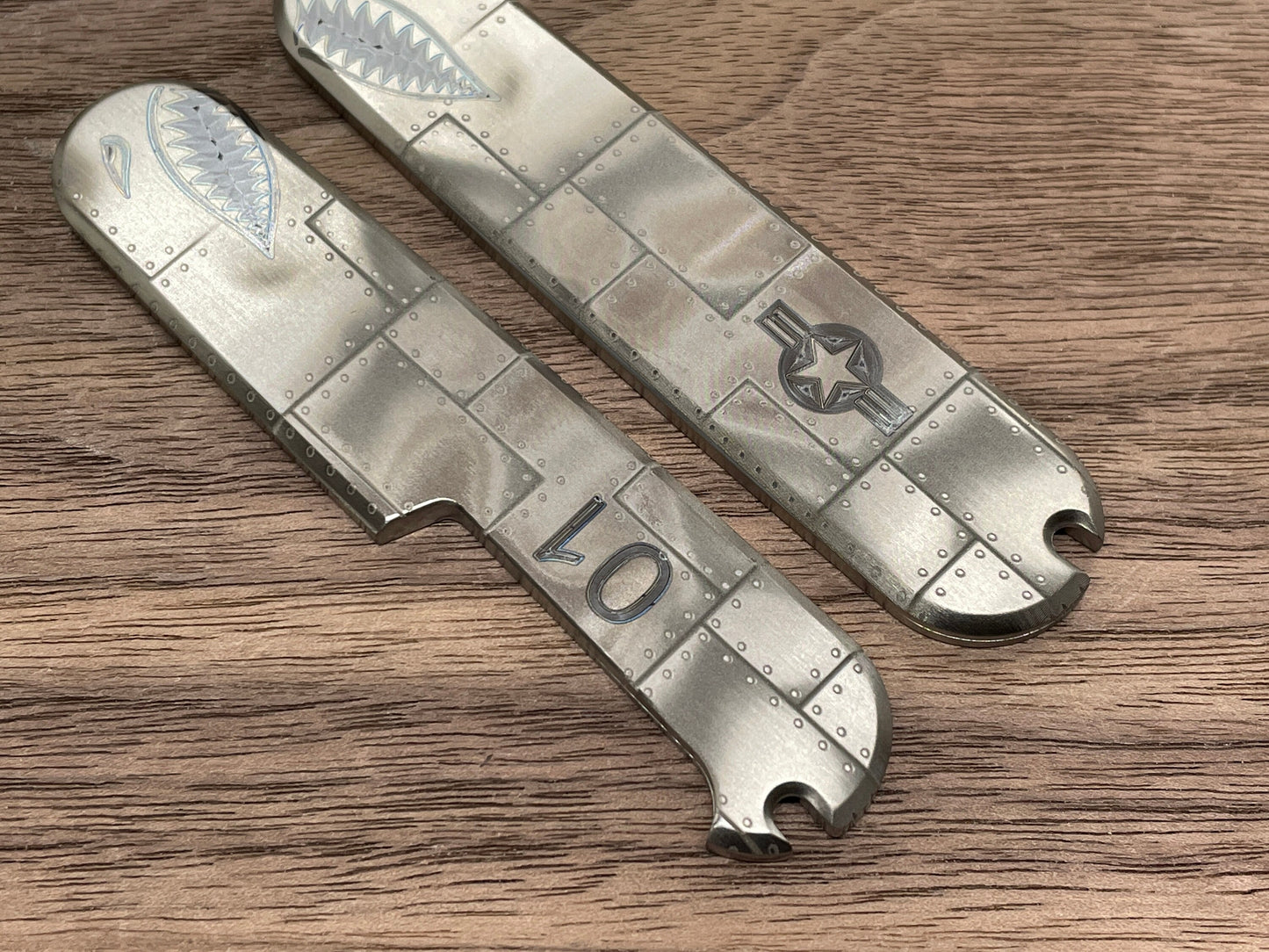 P40 Riveted engraved 91mm Titanium Scales for Swiss Army SAK