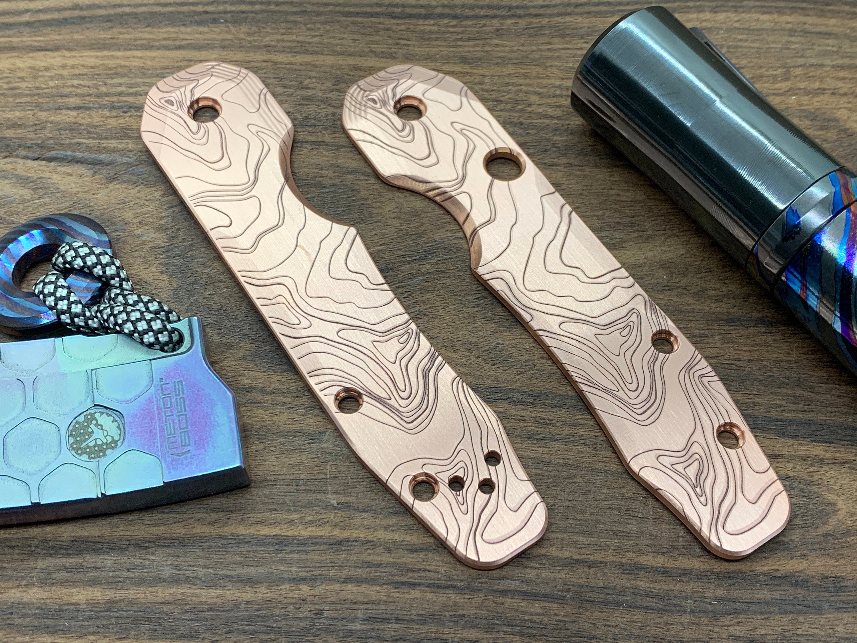 Brushed AZTEC Copper SMOCK Knife Scales Spyderco Smock scales Folding Knife scales Pocket knife EDC gear popular MetonBoss Every Day Carry 50th Cnc