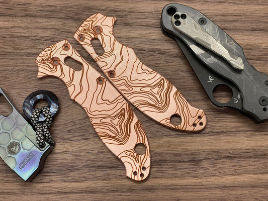 TOPO engraved Copper scales for Spyderco MANIX 2