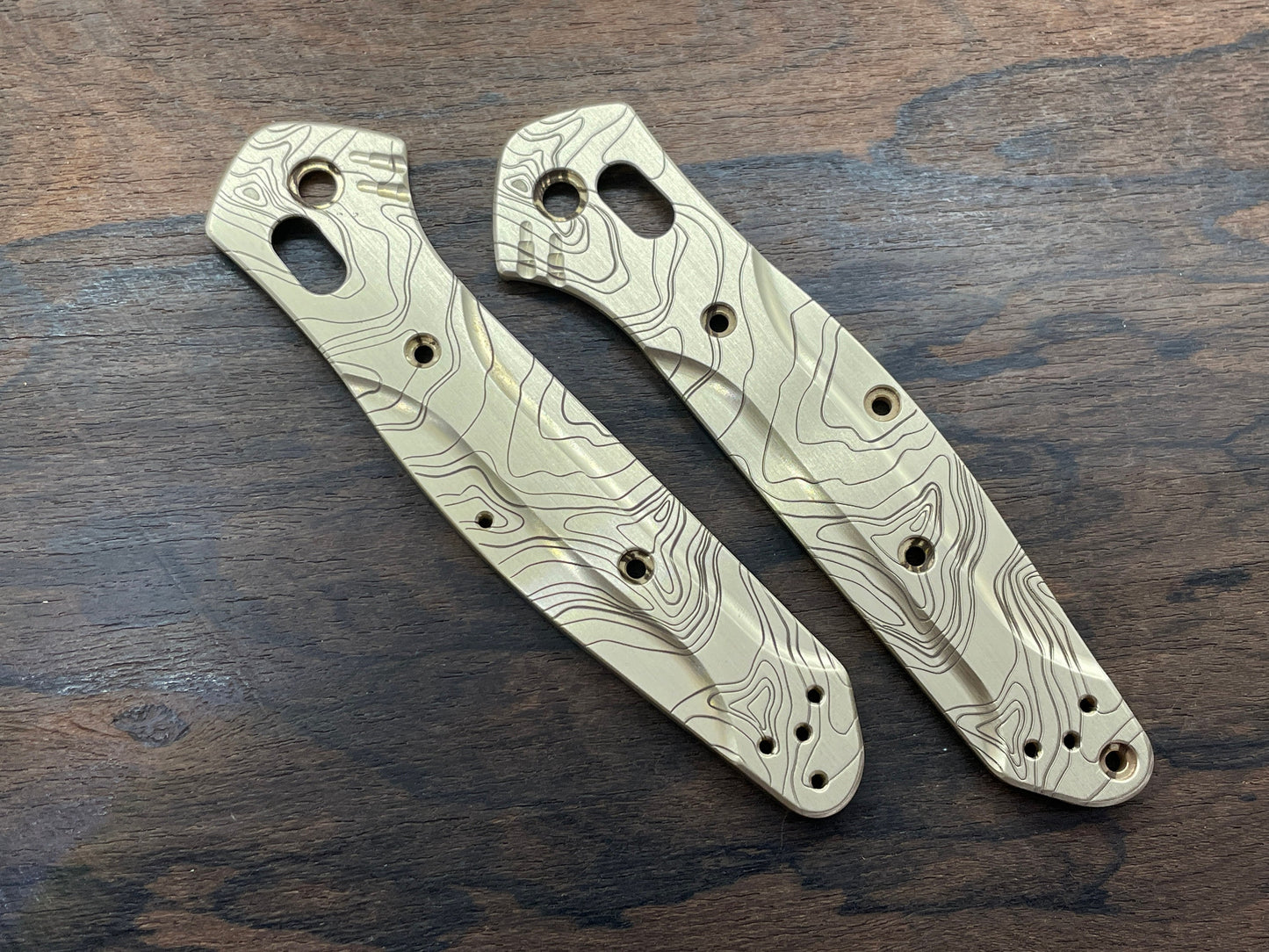 TOPO engraved Brass Scales for Benchmade 940 Osborne
