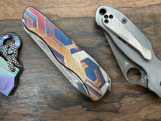 111mm FALCON heat ano engraved Titanium Scales for Swiss Army SAK