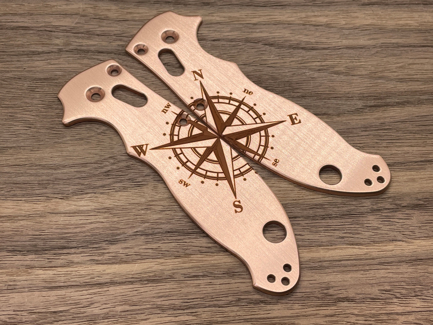 COMPASS engraved Copper scales for Spyderco MANIX 2
