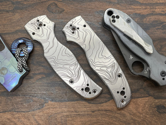 TOPO engraved Titanium Scales for SHAMAN Spyderco