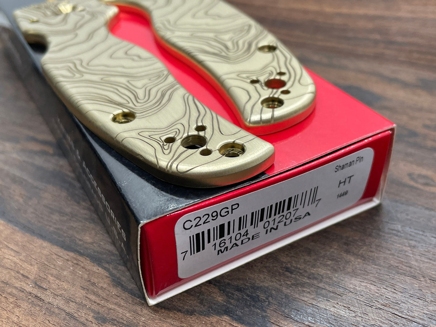 TOPO engraved Brass Scales for SHAMAN Spyderco