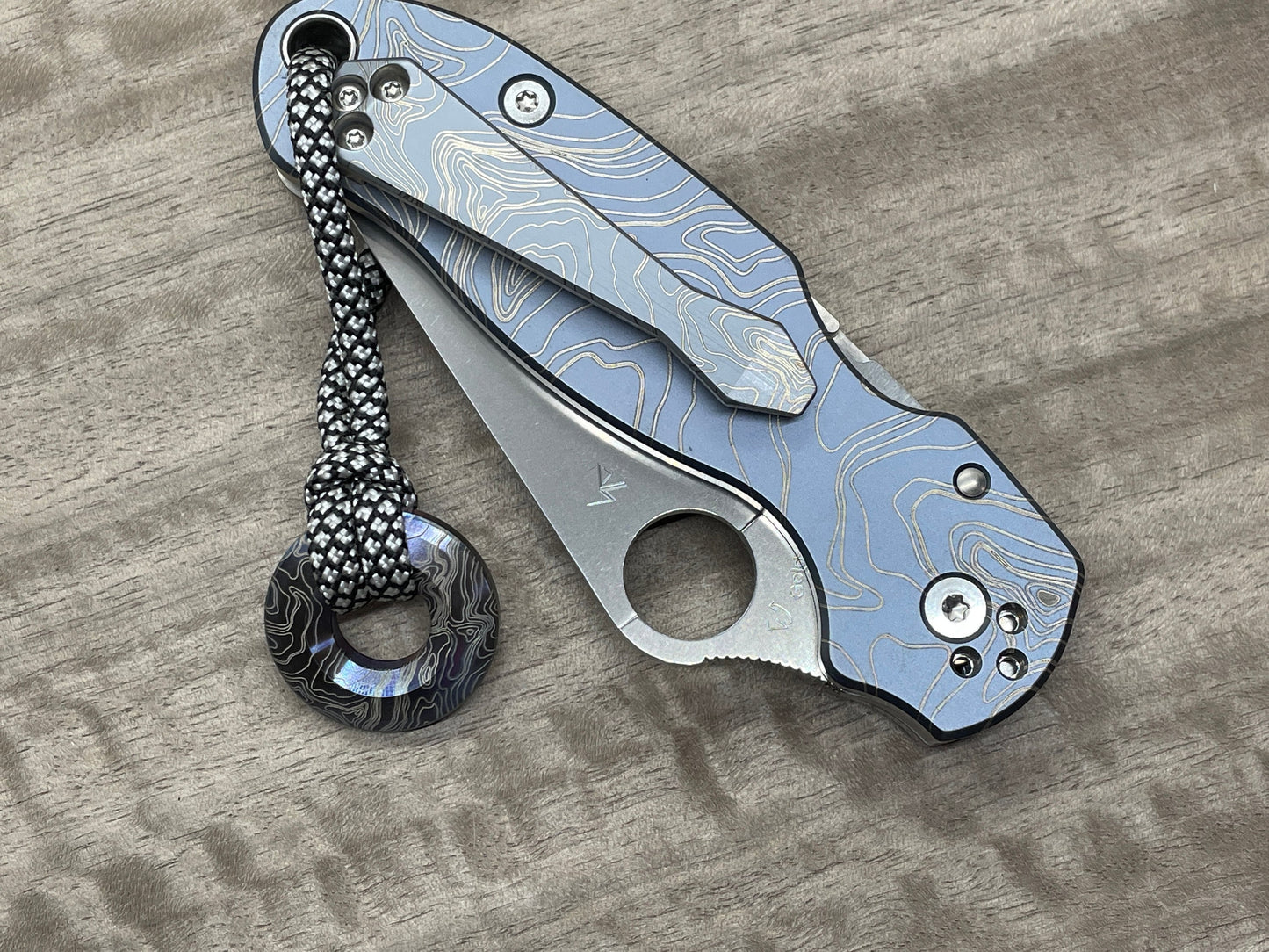 Black TOPO Engraved Titanium scales for Spyderco Paramilitary 2 PM2